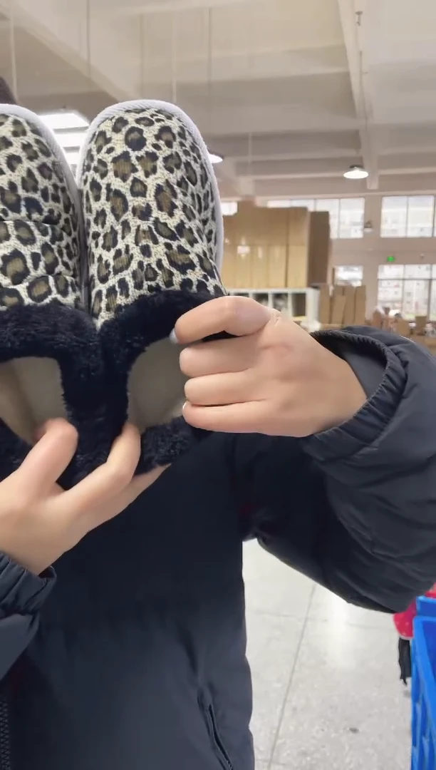 豹纹毛圈棉鞋35码8号