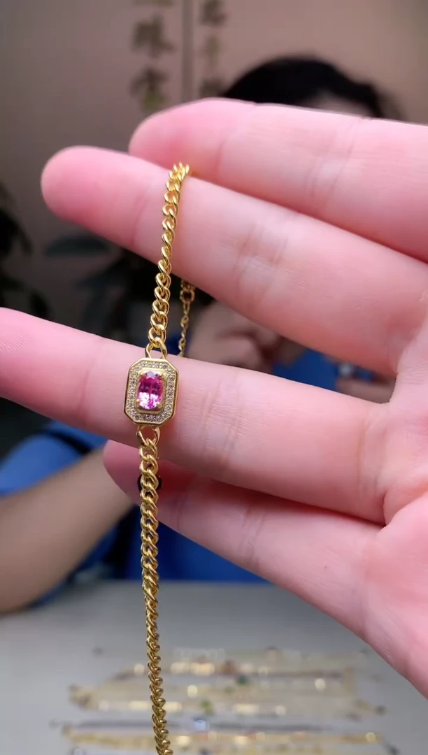 手链蓝宝石银S925镶嵌手链