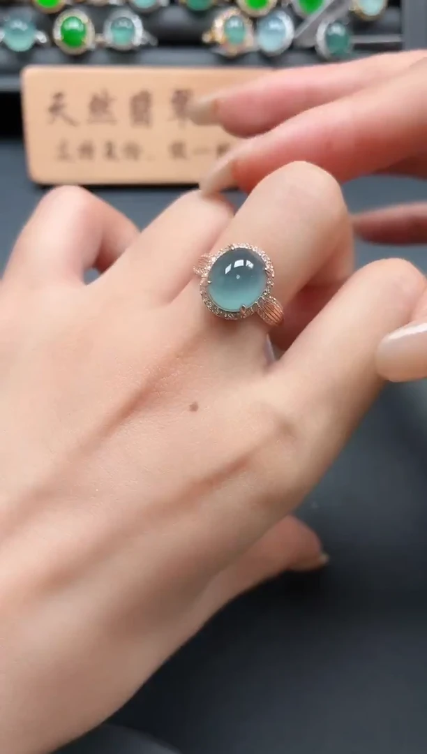 银S925镶嵌戒指翡翠111