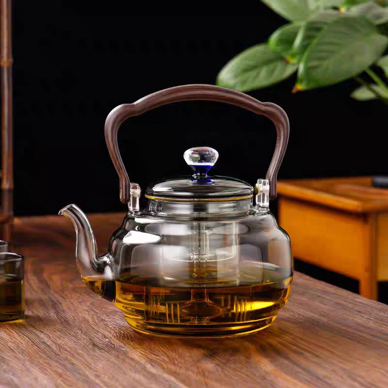 新款加厚高硼硅玻璃星韵煮茶壶耐高温大容量蒸煮一体烧水壶煮茶壶