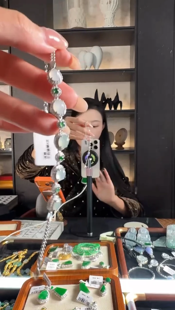 银S925镶嵌手链翡翠43