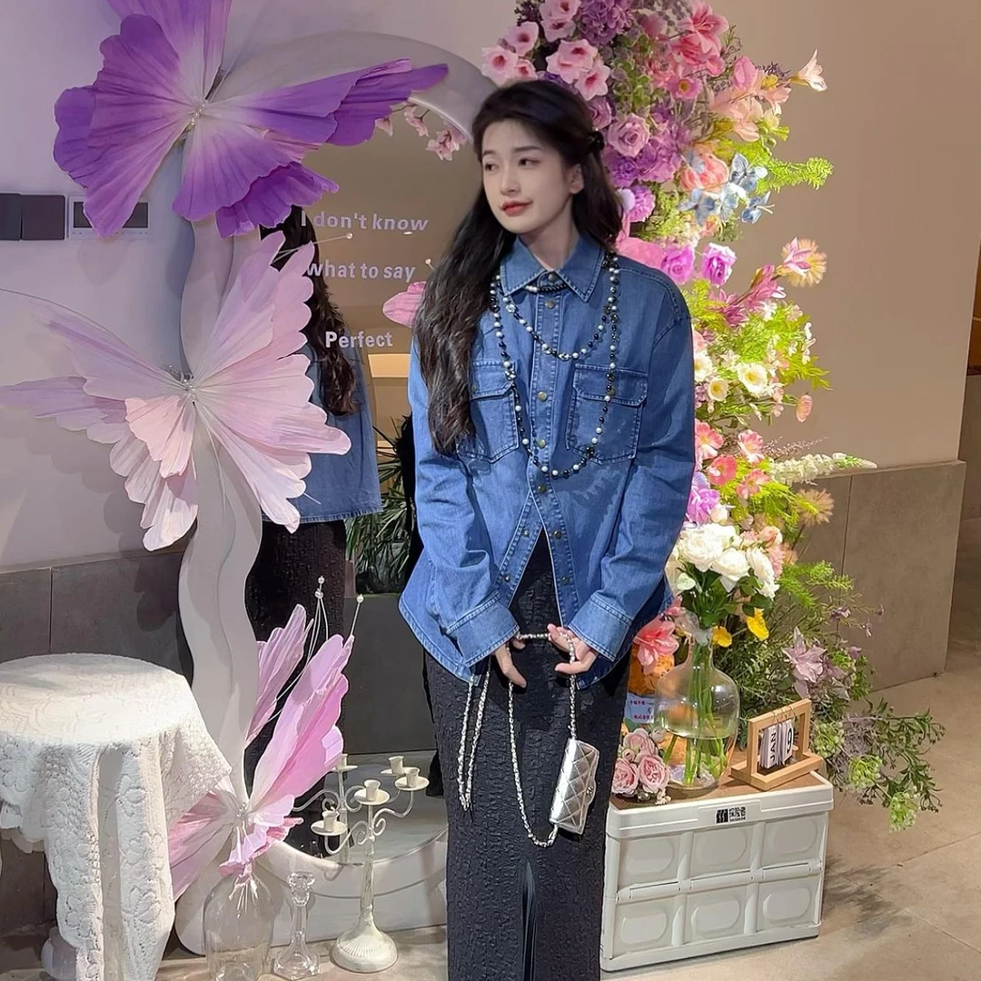 GIRDEAR/哥弟冬季爆款新款显瘦复古水洗牛仔外套1300614新派简约