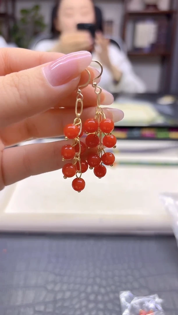 14K金镶嵌翡翠耳饰DIY款E935