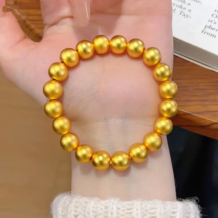 铜合金手链 女金色简约风海洋生物不掉色商务风吊坠串珠手链古法