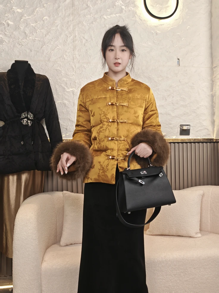 中国风立领中式厚款冬季上衣棉服棉衣百搭复古秋冬保暖外套女