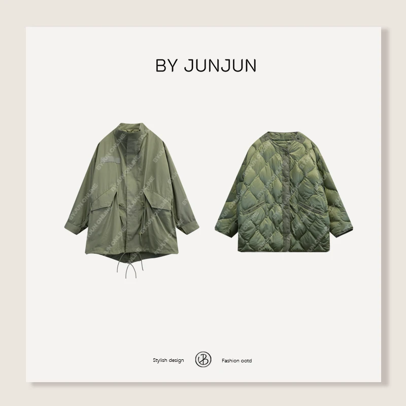 Byjunjun 日系派克内胆可拆卸工装羽绒服冬季保暖外套