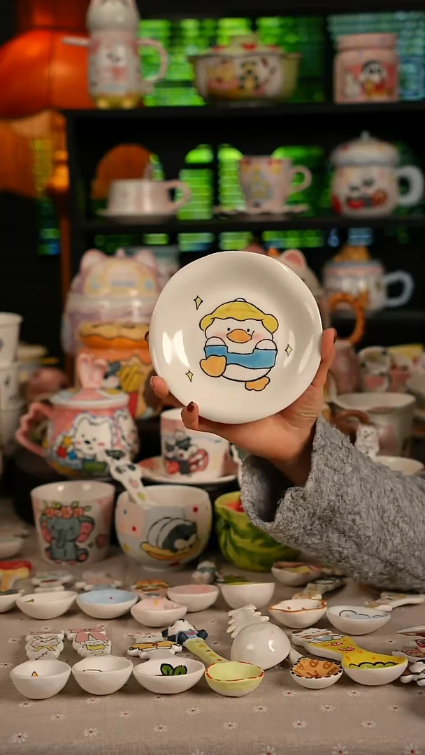 陶瓷无盖款景德镇高温釉下彩纯手绘创意瓷 默认微瑕 不退不换