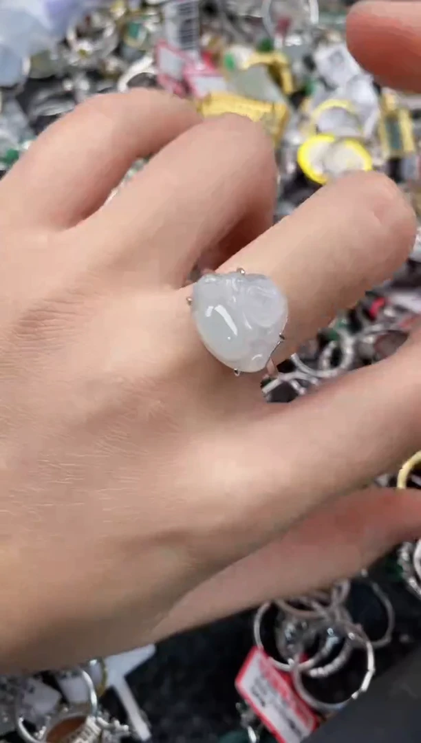 银S925镶嵌戒指翡翠10             6