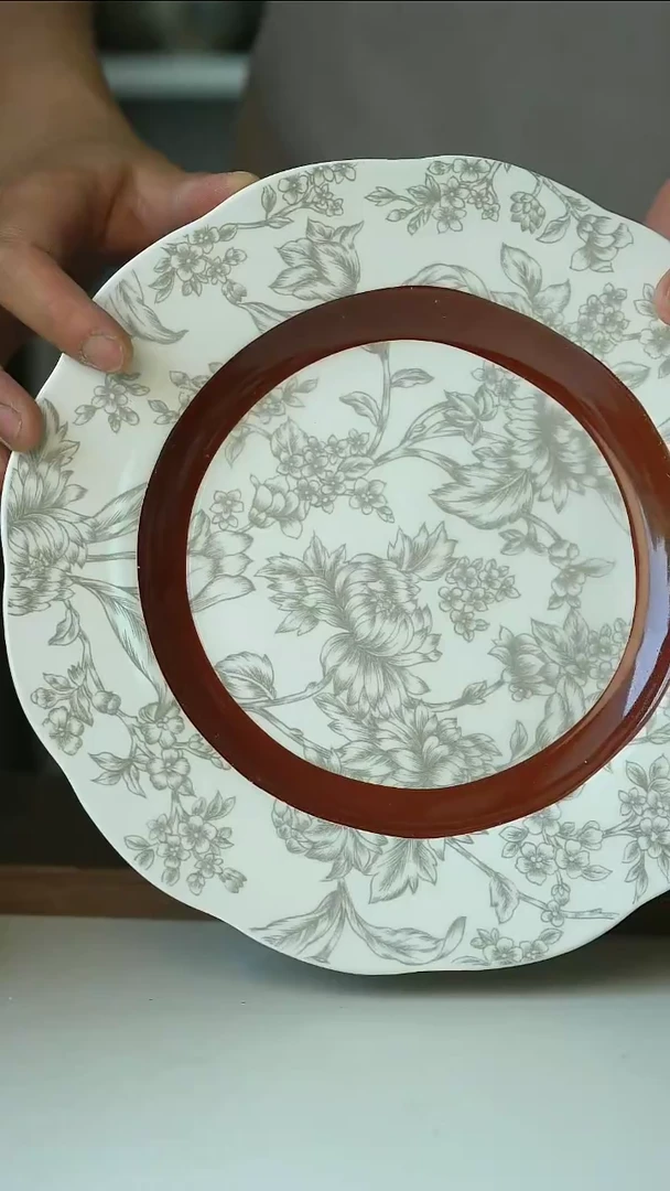 陶瓷微瑕中古MS繁花主餐盘22cm@4-2@