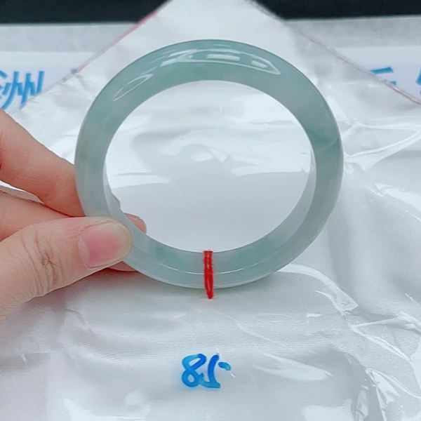 【圈口56~58】缅甸A货翡翠手镯天然玉镯女款晴蓝底手镯400-85