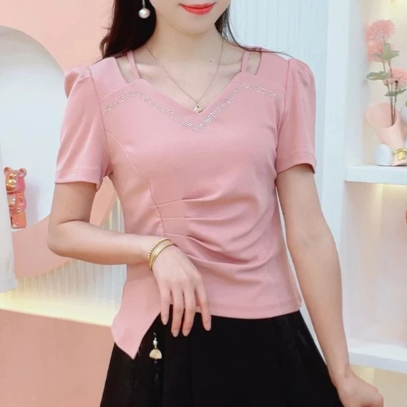 夏季新款时尚短袖气质减龄小众上衣2025百搭轻职风洋气女打底T恤