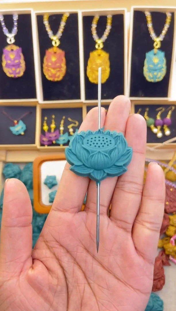 泥塑栀子百花香 蓝莲花裸牌