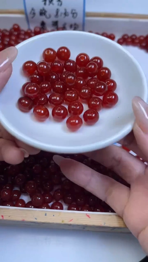 未镶嵌散珠南红玛瑙E987 冰柿子南红大鼓珠10*8mm5颗8.8元