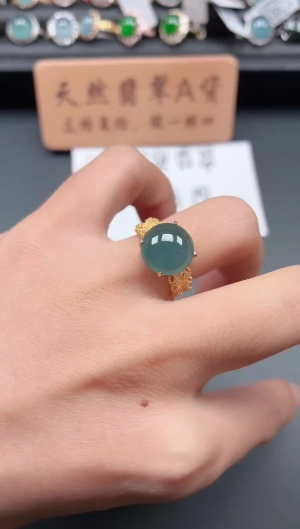 银S925镶嵌戒指翡翠1