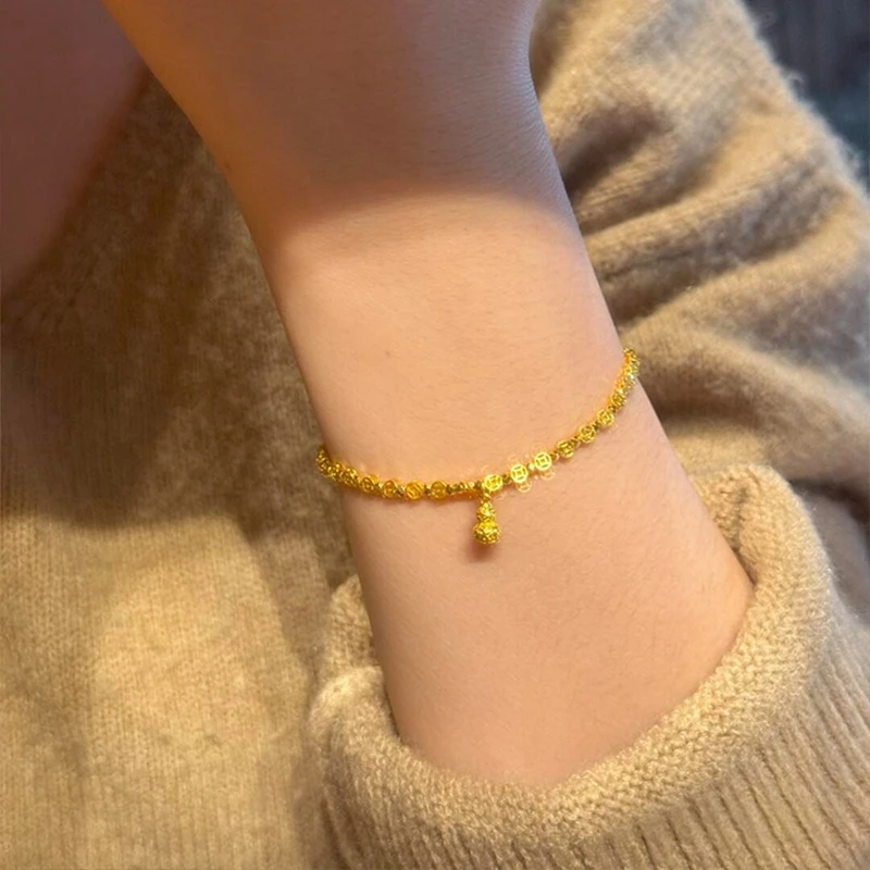 卡柒 铜合金手链 新中式钱币葫芦手链女复古轻奢高级感钱多多手串