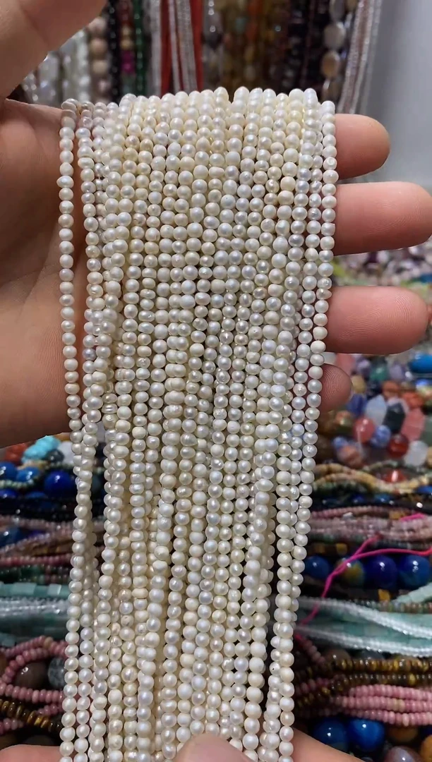 玛瑙/玉髓合金珠宝半成品天然淡水珍珠卡3.5mm一条