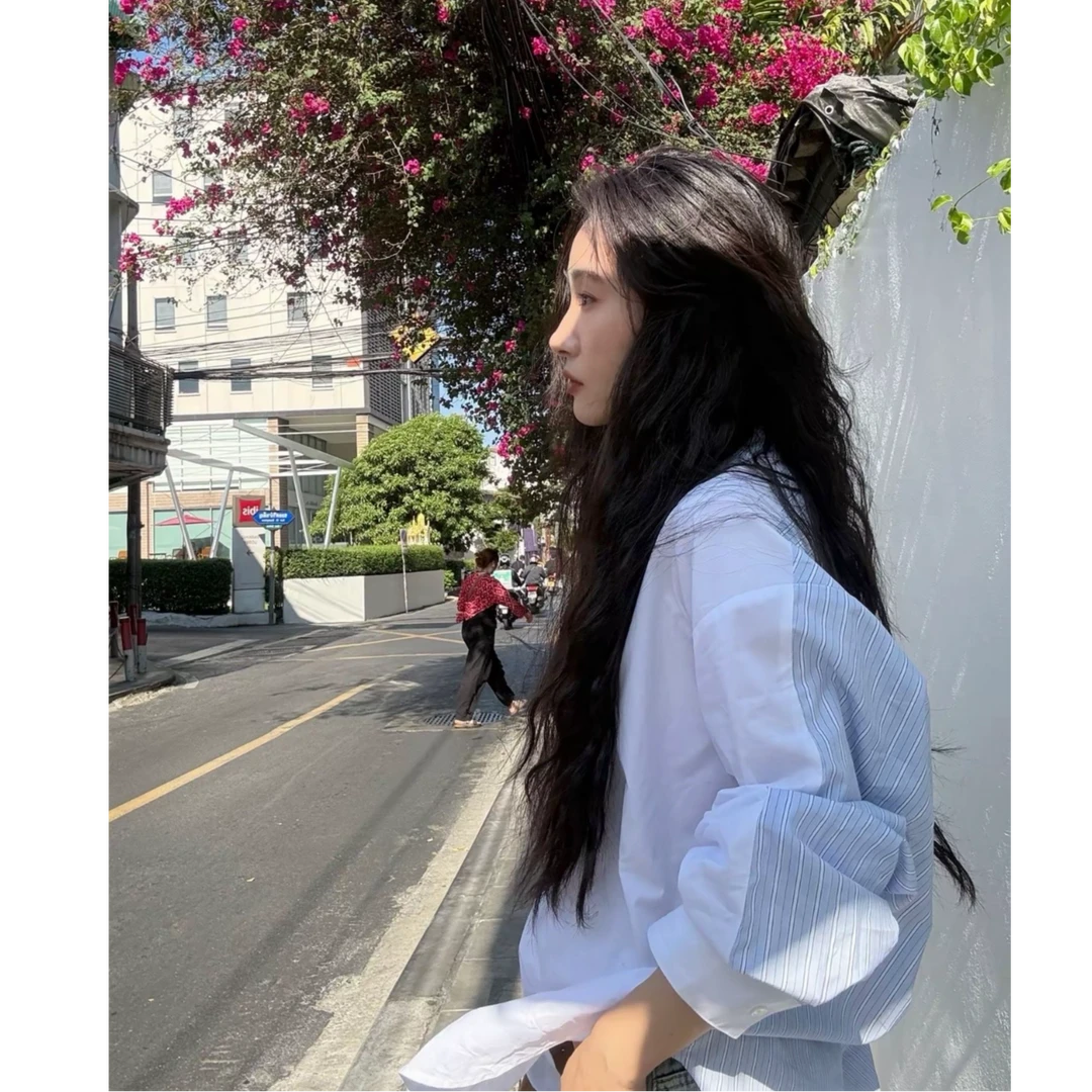 【IN.choose u笑笑】2025春季新款韩系宽松纯色长袖衬衫#85589