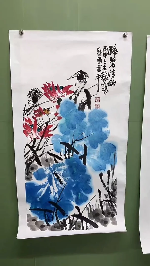竖款精品三尺荷花，醉