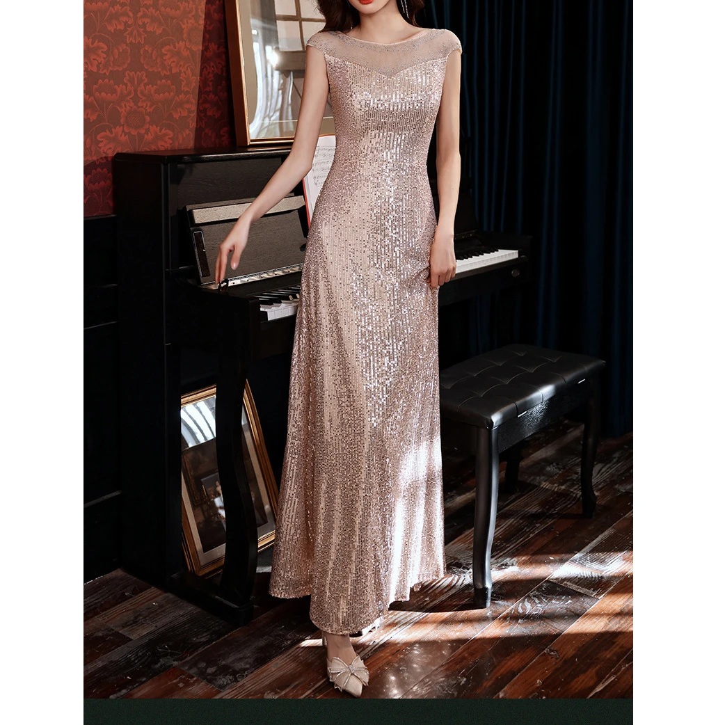 小晚礼服女2025春季新款宴会气质法式高定伴娘服主持人连衣裙礼服