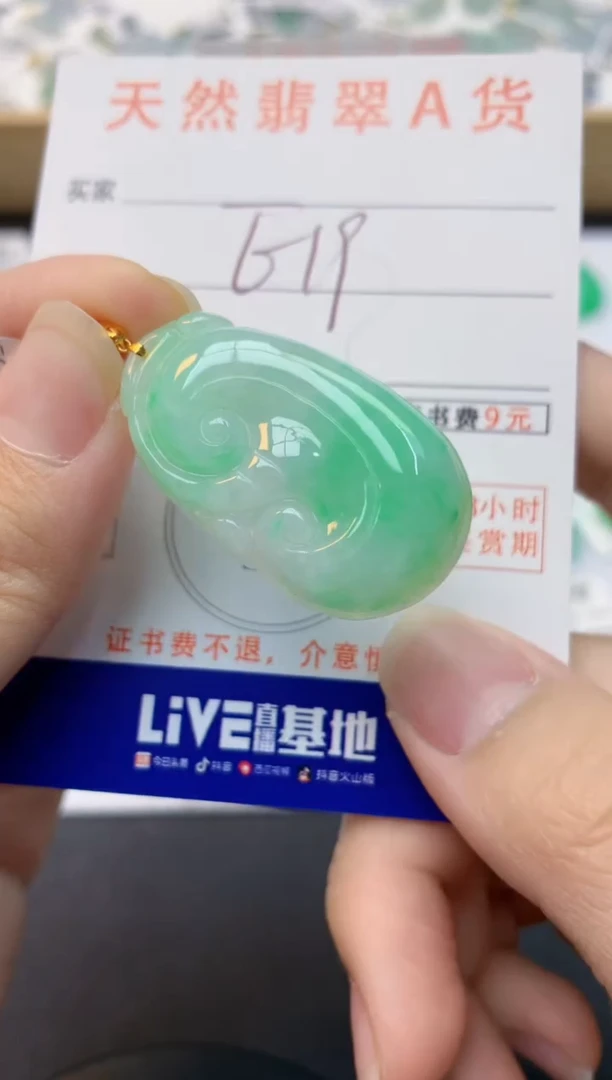 颈饰18K金镶嵌翡翠天然缅甸A货翡翠百元以上9元证书费自理