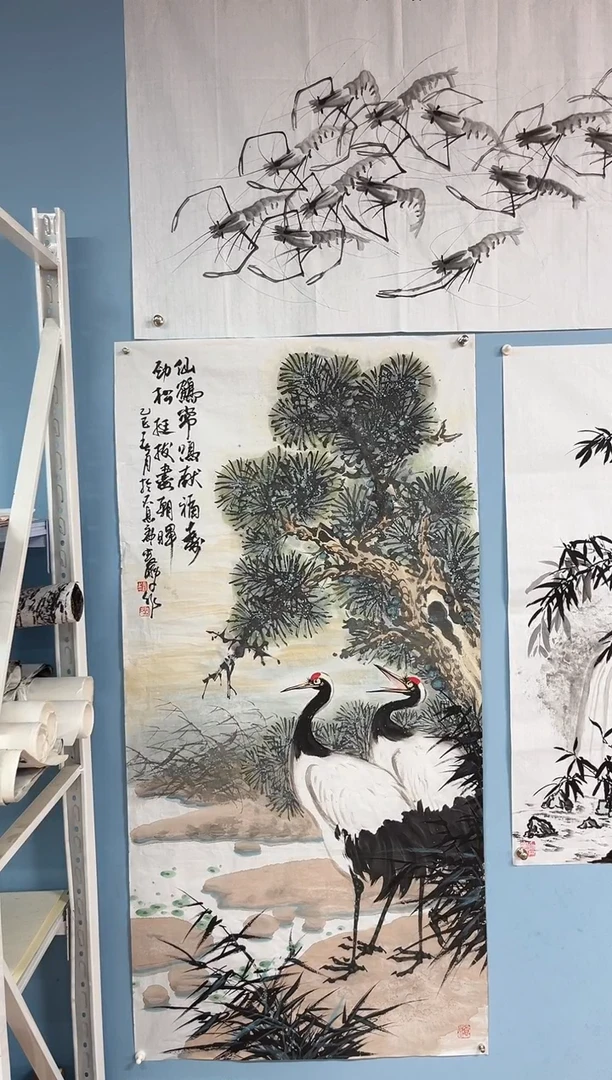 国画小*猫娄鹏老师仙鹤