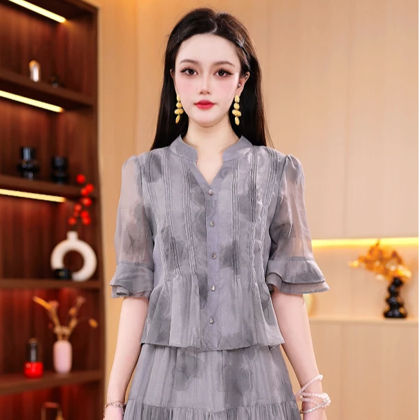 优雅时尚高级设计感韩版显瘦轻奢连衣裙M-4XL