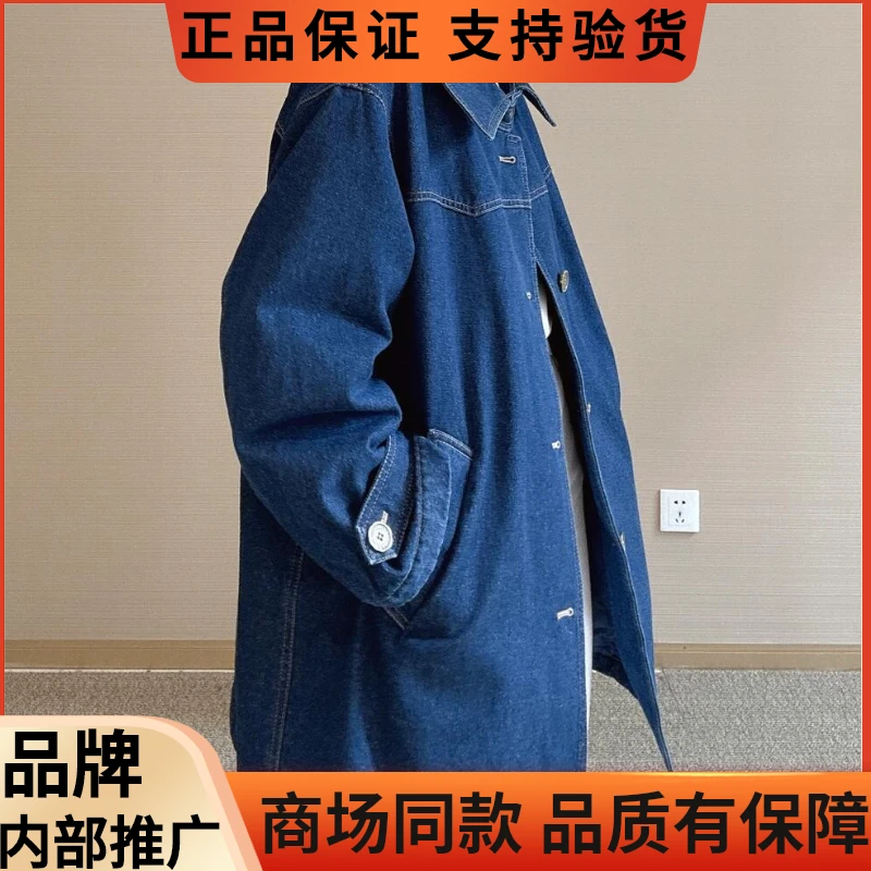 正品专柜2024年冬季加绒宽松口袋丹宁廓形牛仔棉衣外套5400845
