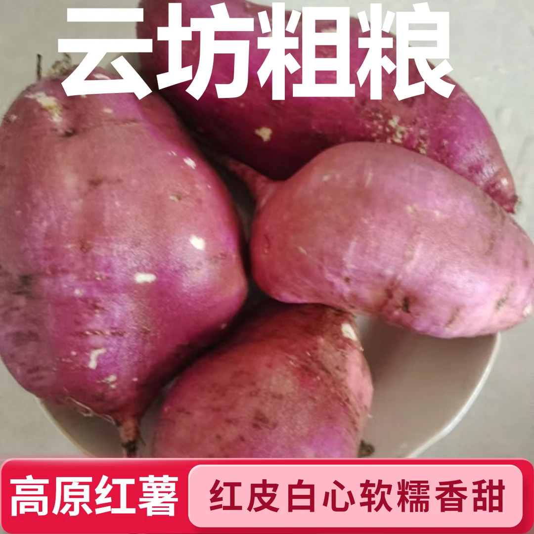 新鲜陕西红薯含箱10斤红皮白心软糯香甜营养丰富高原红薯现采现发