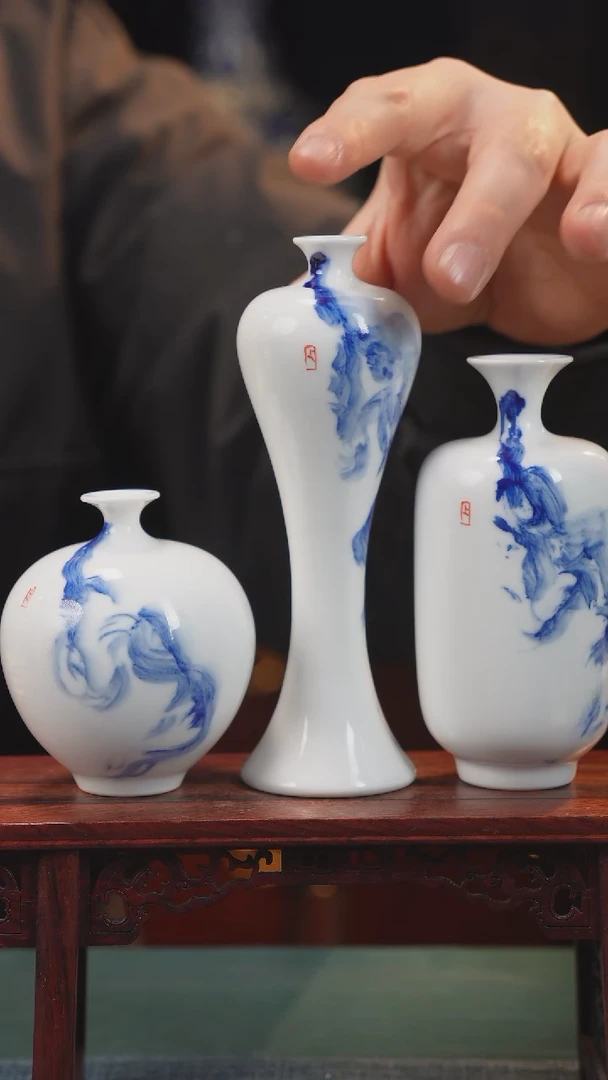 【闪购商品】摆件 纯手工手绘高白泥瓷〖三件套〗