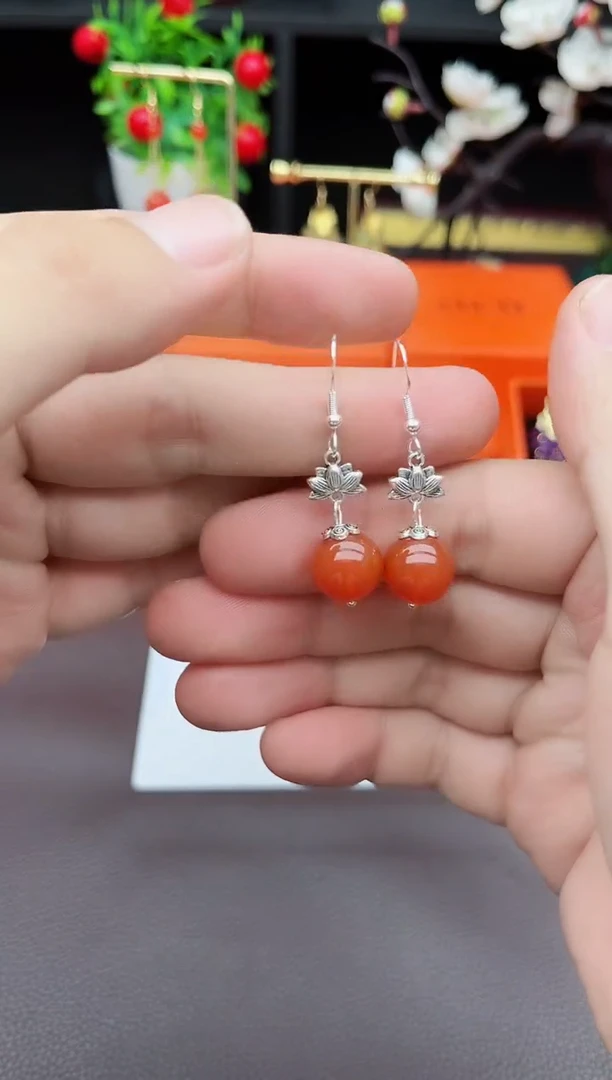 玛瑙/玉髓耳饰银S925镶嵌718000