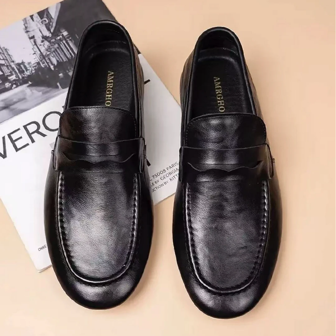 真皮头层牛皮透气休闲商务一脚蹬豆豆鞋乐福鞋皮鞋休闲鞋舒适百搭