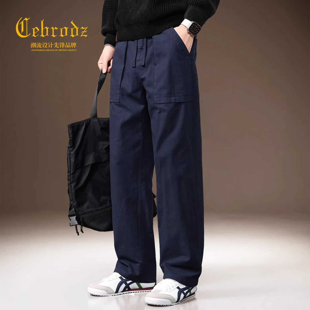 法国Cebrodz复古百搭男士直筒工装裤2025秋季新款宽松阔腿休闲裤