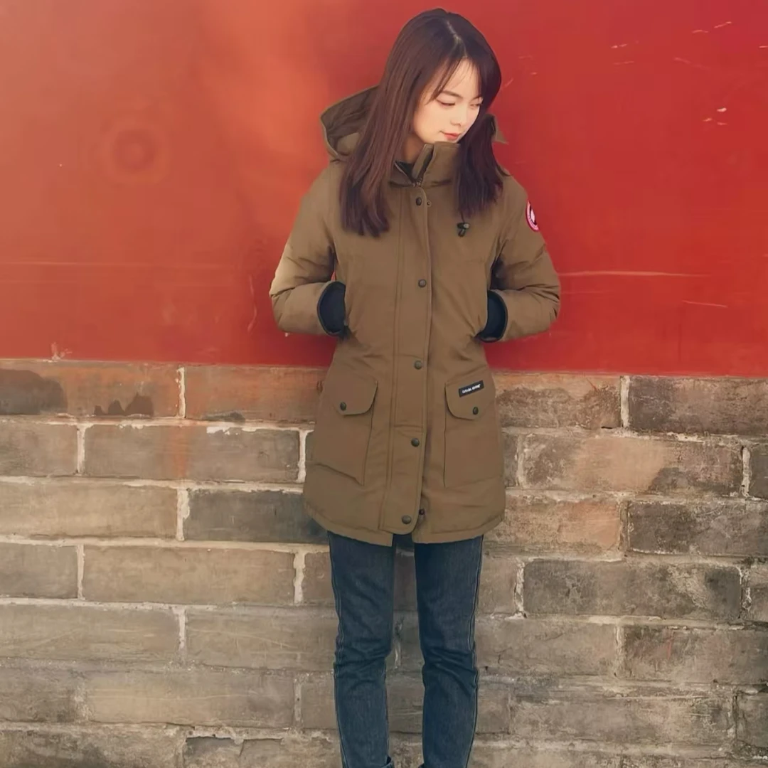 未使用 CANADA GOOSE Trillium延龄草系列 滑雪季 派克军绿色