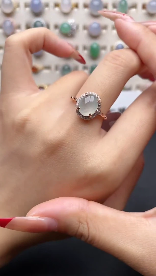 【闪购商品】翡翠戒指银S925镶嵌一物一证一礼盒