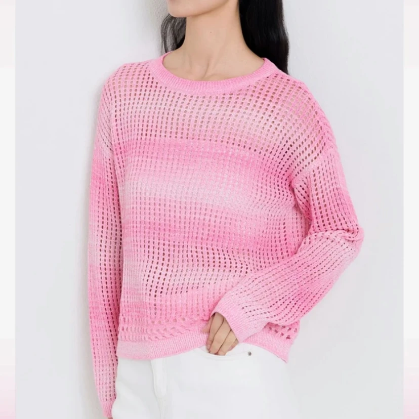 歌锦GEJIN2025春季新款时尚镂空针织透视衫9132560099