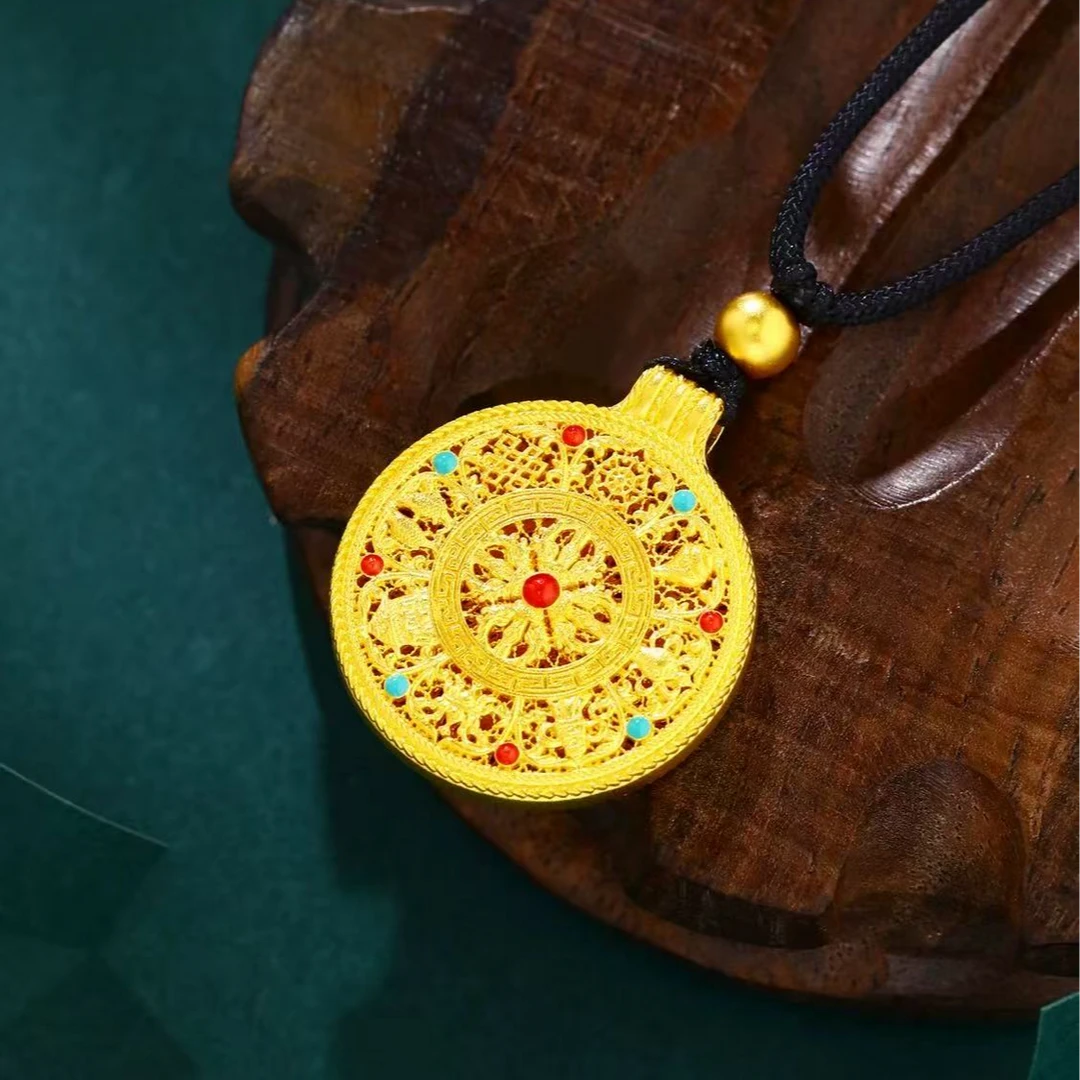 吊坠足银 足银999吊坠经典罗盘轻奢高级感