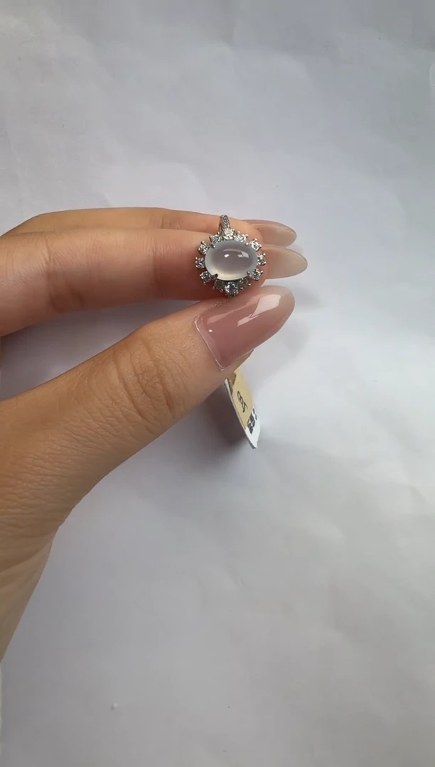 银S925镶嵌戒指翡翠通体925银镶缅甸A货翡翠戒指