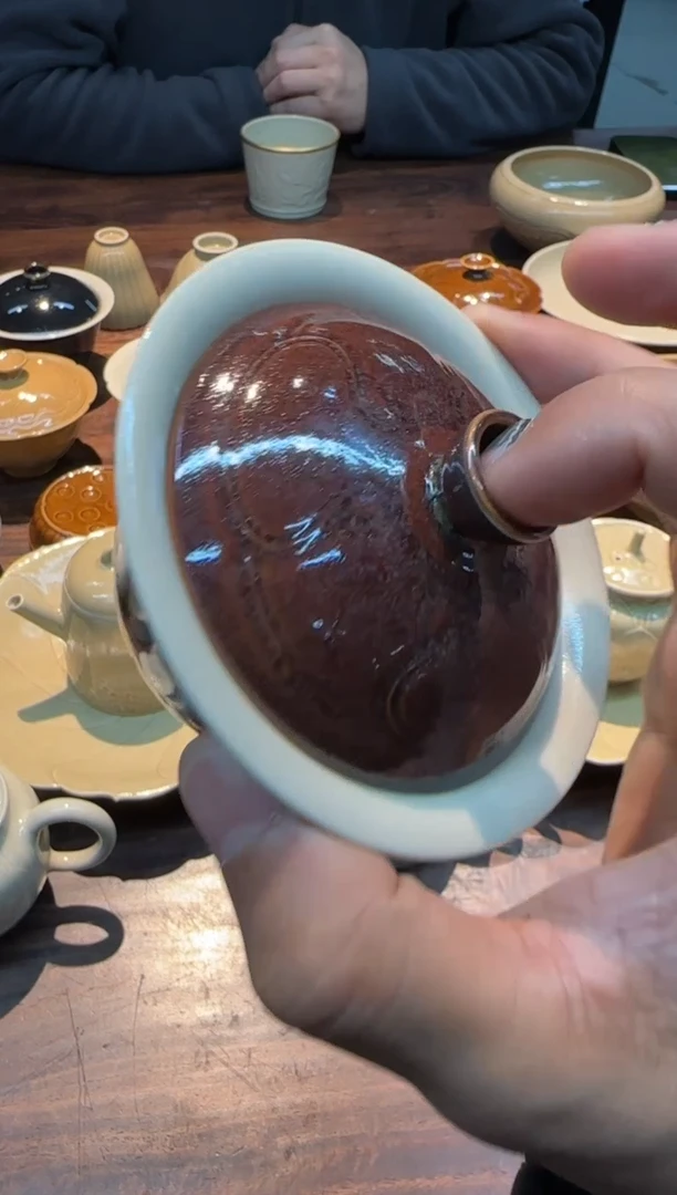 【闪购商品】致鸣窑 元黄莲纹盖碗