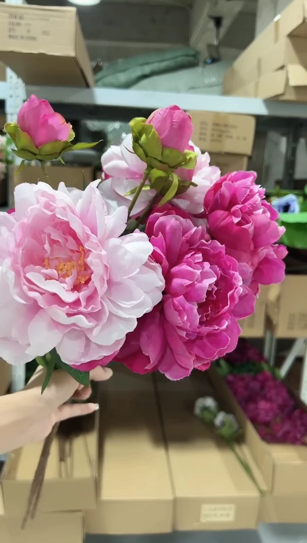 2枝粉色2枝玫红大牡丹