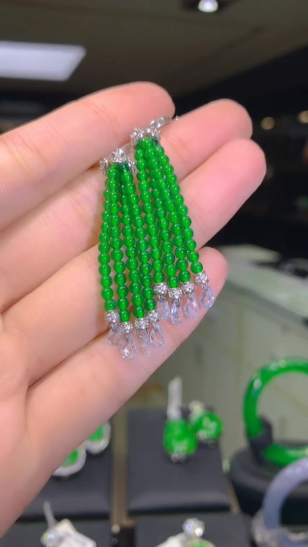 银S925镶嵌翡翠耳饰009（多样性发其一）