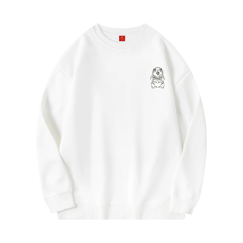 重磅万针刺绣变色土拨鼠国潮刺绣圆领长袖中国风宽松秋冬情侣卫衣