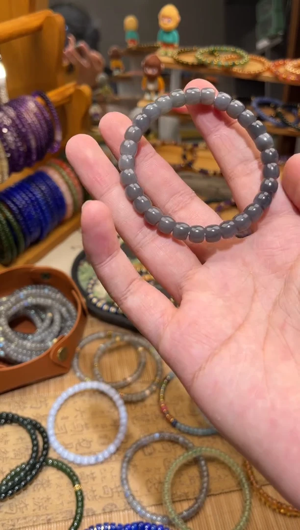 手串未镶嵌和田玉烟紫和田玉手串