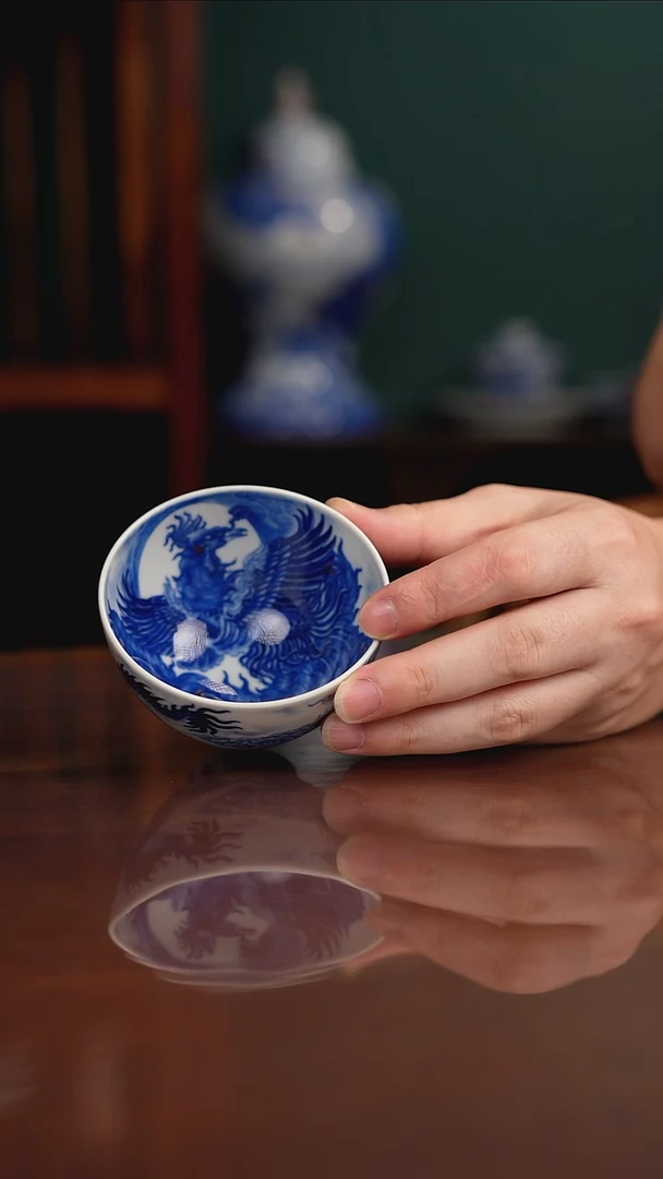 自成堂柴窑 龙凤杯