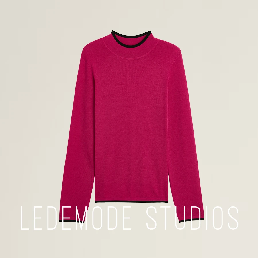 来末·Beilla/知识分子风100%Merino Wool撞色半高领羊毛针织衫