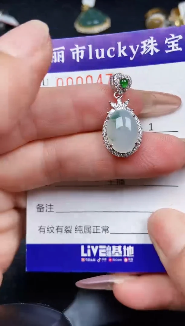 翡翠银S925镶嵌颈饰0473