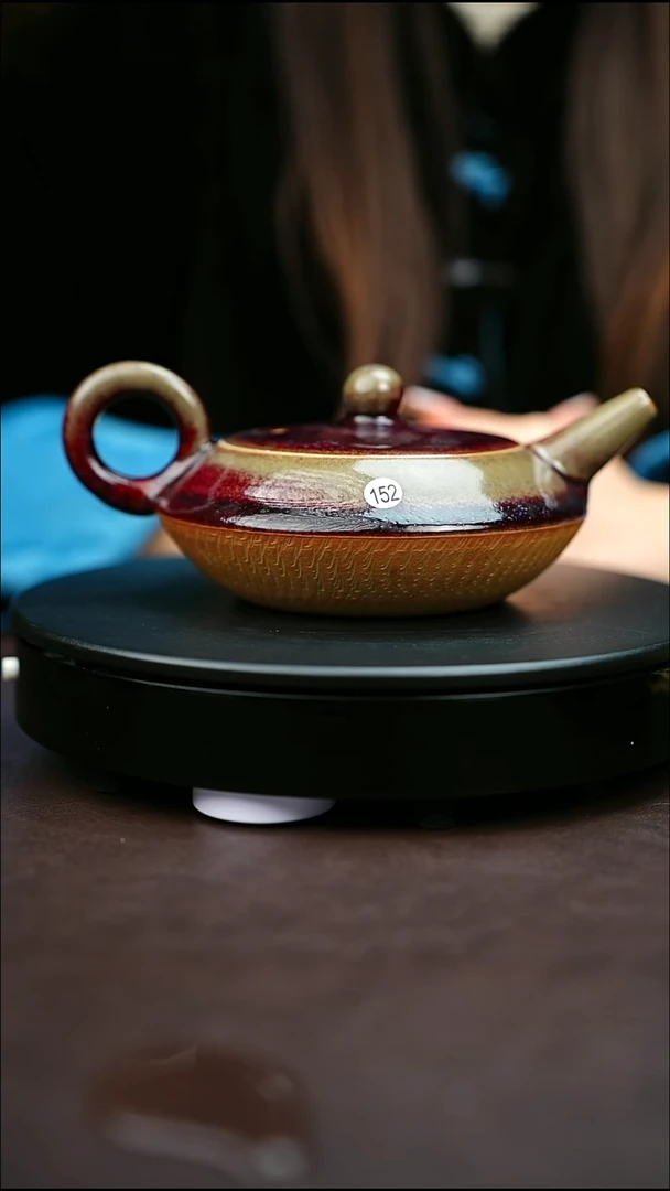 152#原矿钧瓷炉钧釉扁承壶