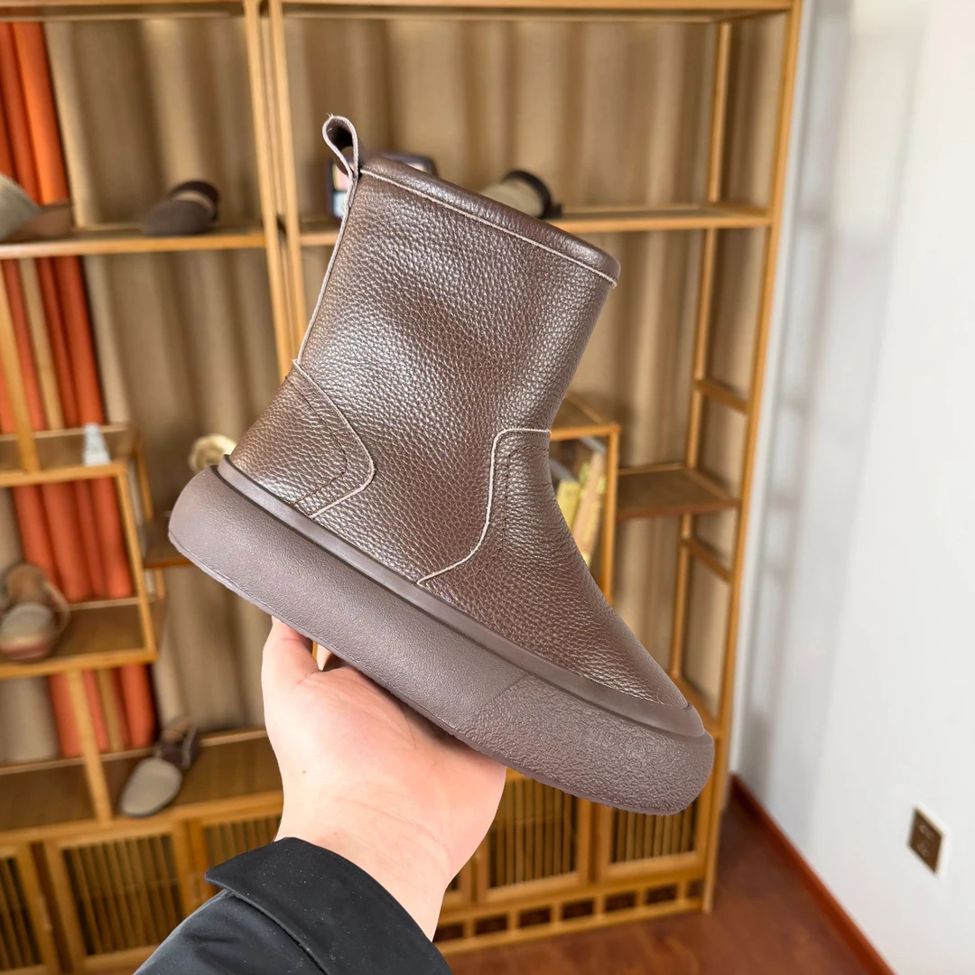 真皮雪地靴女2025冬季新款棉鞋厚底防滑中筒靴子加绒加厚防水棉靴