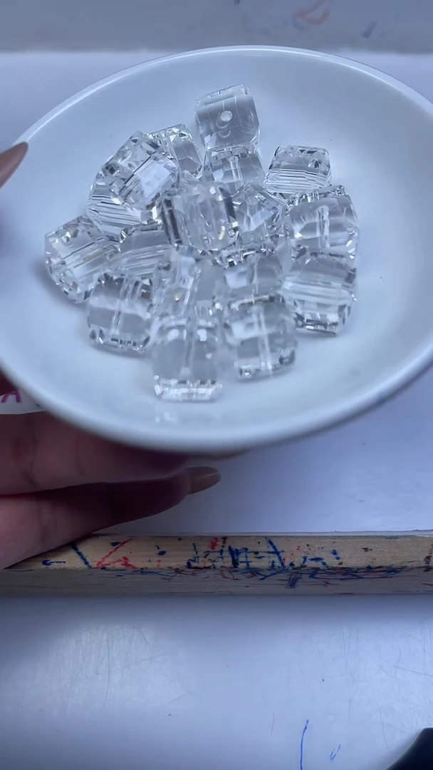 未镶嵌珠宝半成品水晶M441 白水晶方糖12mm5个12元