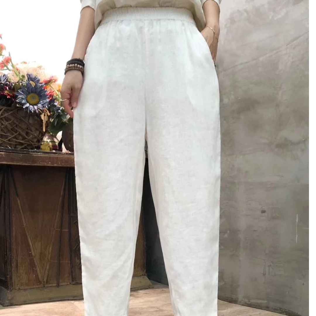 6867新款净版9✖️9砂洗亚麻萝卜裤（裤长87左右）