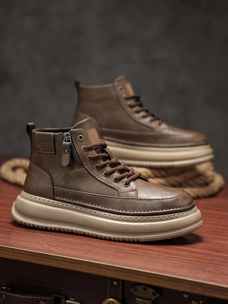 2445778厂家直销男靴高帮休闲鞋工装鞋2025秋季潮流马丁靴男真皮
